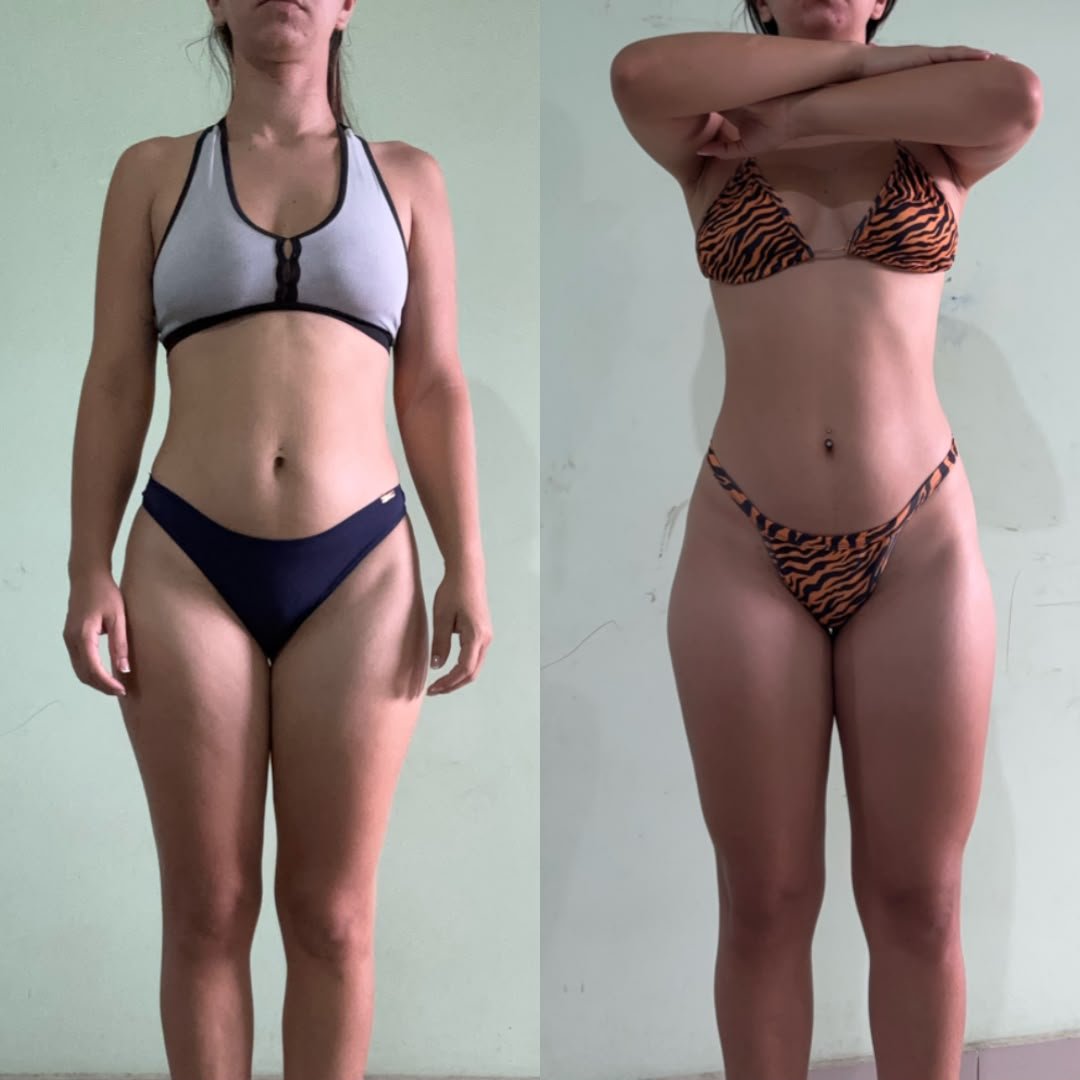 Resultado frontal de aluna acompanhada por Vítor Souza Personal